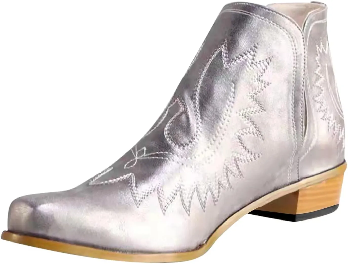 SBGMoSJ Women's Leather Ankle Boots Shoes Zipper Winter Booties White Ankle Boots for Women Wide Blowfish Grey Booties Women Ankle Boots with Heel Women Booties Low Heel Womens White Western Boots