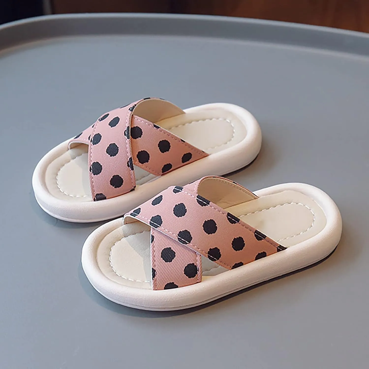 sfdgfhyf Toddler Girls Comfortable Foot Warmer Children Girls Sandals Polka Dot Rubber Soft Bottom Casual Open Toe Shoes