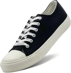 sharllen Women's Fashion PU Leather Sneakers Men's Classic Lace up Casual Walking Running Shoes Comfortable Black White Tennis Shoes