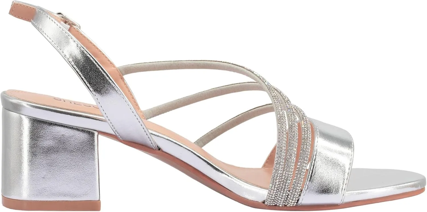 SheSole Women's Chunky Block Heels Strappy Rhinestone Sandals Wedding Formal Prom Party Dress Shoes