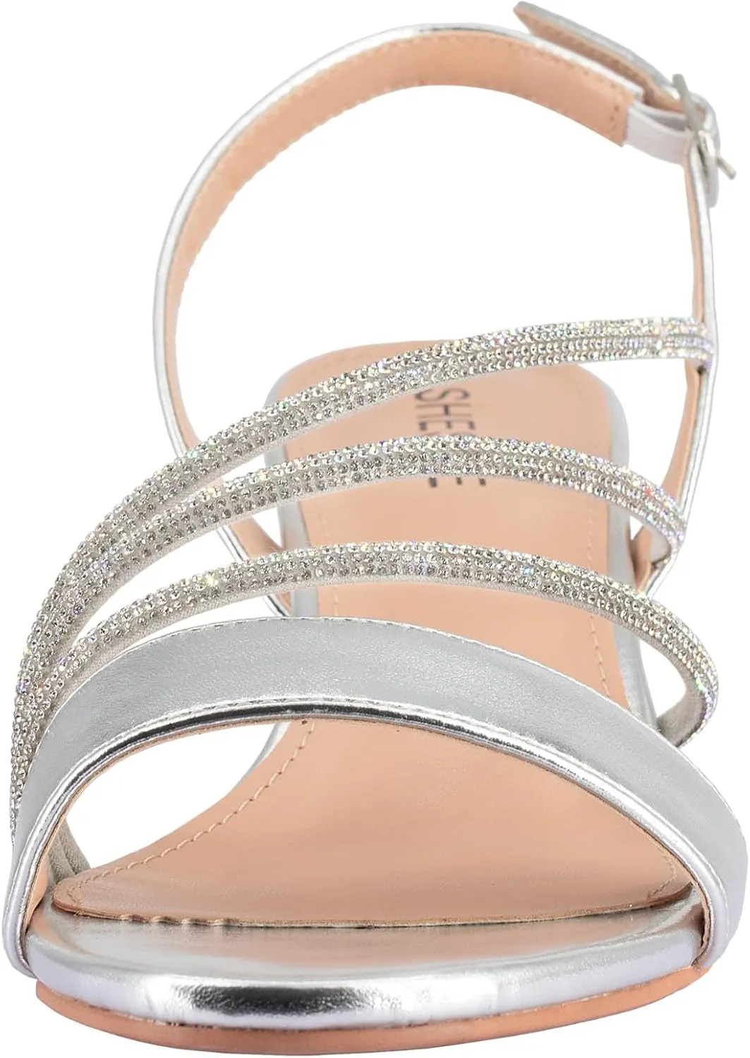 SheSole Women's Chunky Block Heels Strappy Rhinestone Sandals Wedding Formal Prom Party Dress Shoes