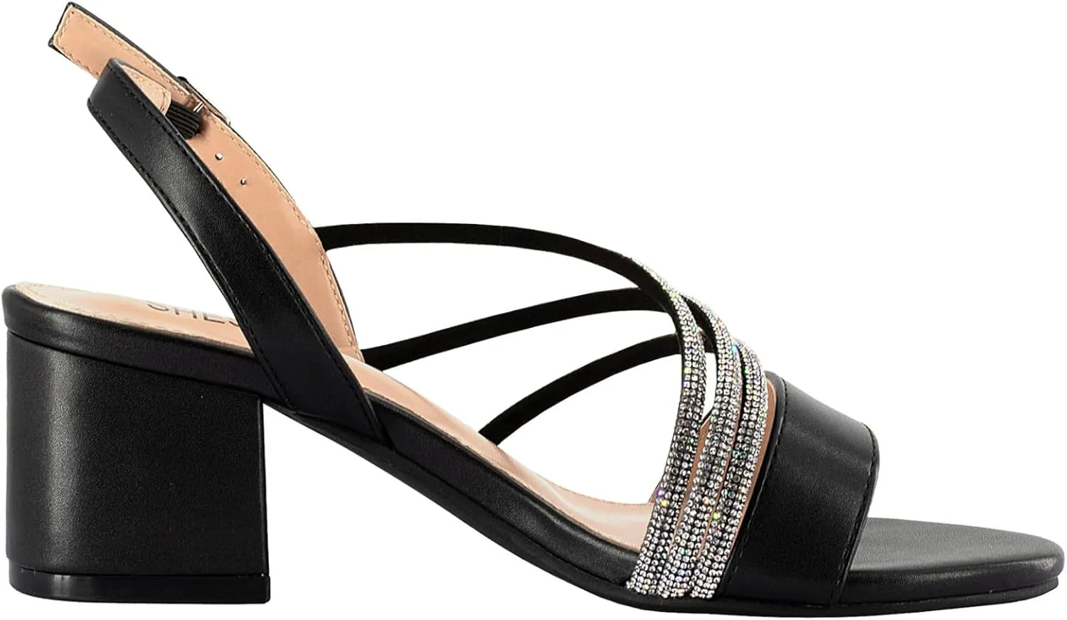 SheSole Women's Chunky Block Heels Strappy Rhinestone Sandals Wedding Formal Prom Party Dress Shoes