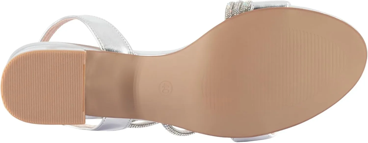 SheSole Women's Chunky Block Heels Strappy Rhinestone Sandals Wedding Formal Prom Party Dress Shoes