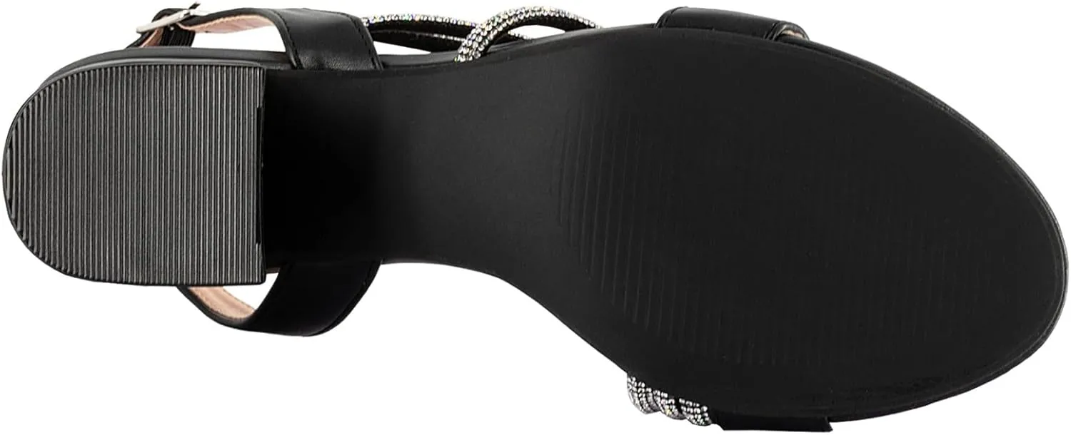 SheSole Women's Chunky Block Heels Strappy Rhinestone Sandals Wedding Formal Prom Party Dress Shoes