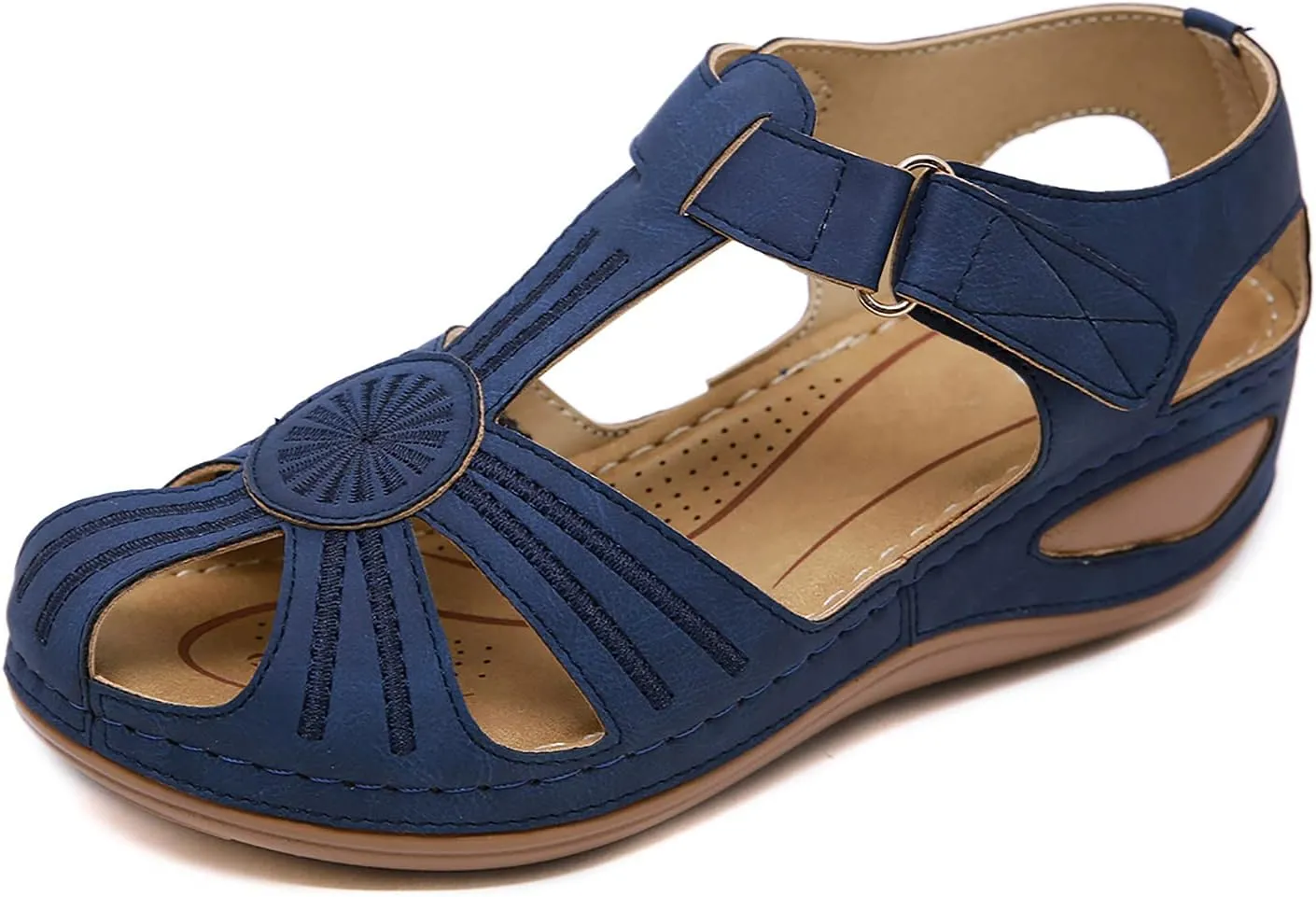 SHIBEVER Women's Wedge Sandals Summer: Closed Toe Sandals for Women Platform Dressy Wedge Size 5-11