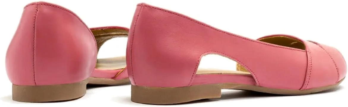 SHODENSE Women Open Peep Toe Flat Shoes Slip On Cutout Flat Sandals Round Toe Matte Leather Ballet Flats Office Work Comfort Flat Heel Summer Shoes for Ladies Girls Casual Driver Flats Club 4-11 M US