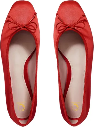SHODENSE Women Satin Flats Shoes Bow Square Closed Toe Slip On Ballet Flats Slip On Comfortable Flat Heel Office Work Shoes Girls Driving Flats Club Church Spring Fall Dance Dress Flats 4-11 M US