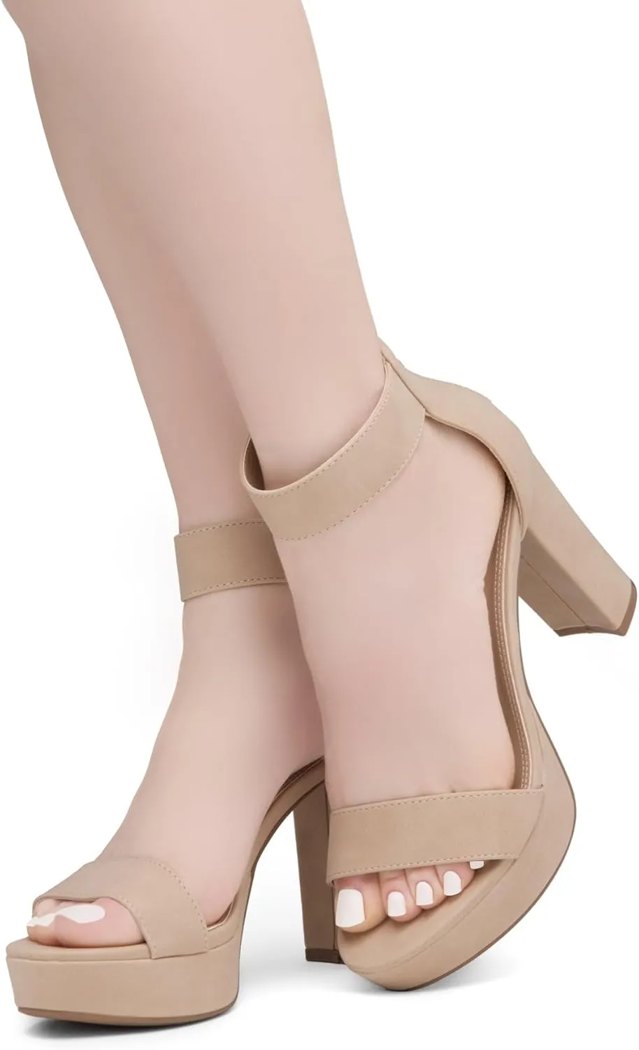 Shoe Land SL-Cutesy Women's Platform Heels Chunky Block High Heeled Sandals Open Toe Ankle Strappy High Heels Black Red Chunky Platform Heels for Prom Wedding Party