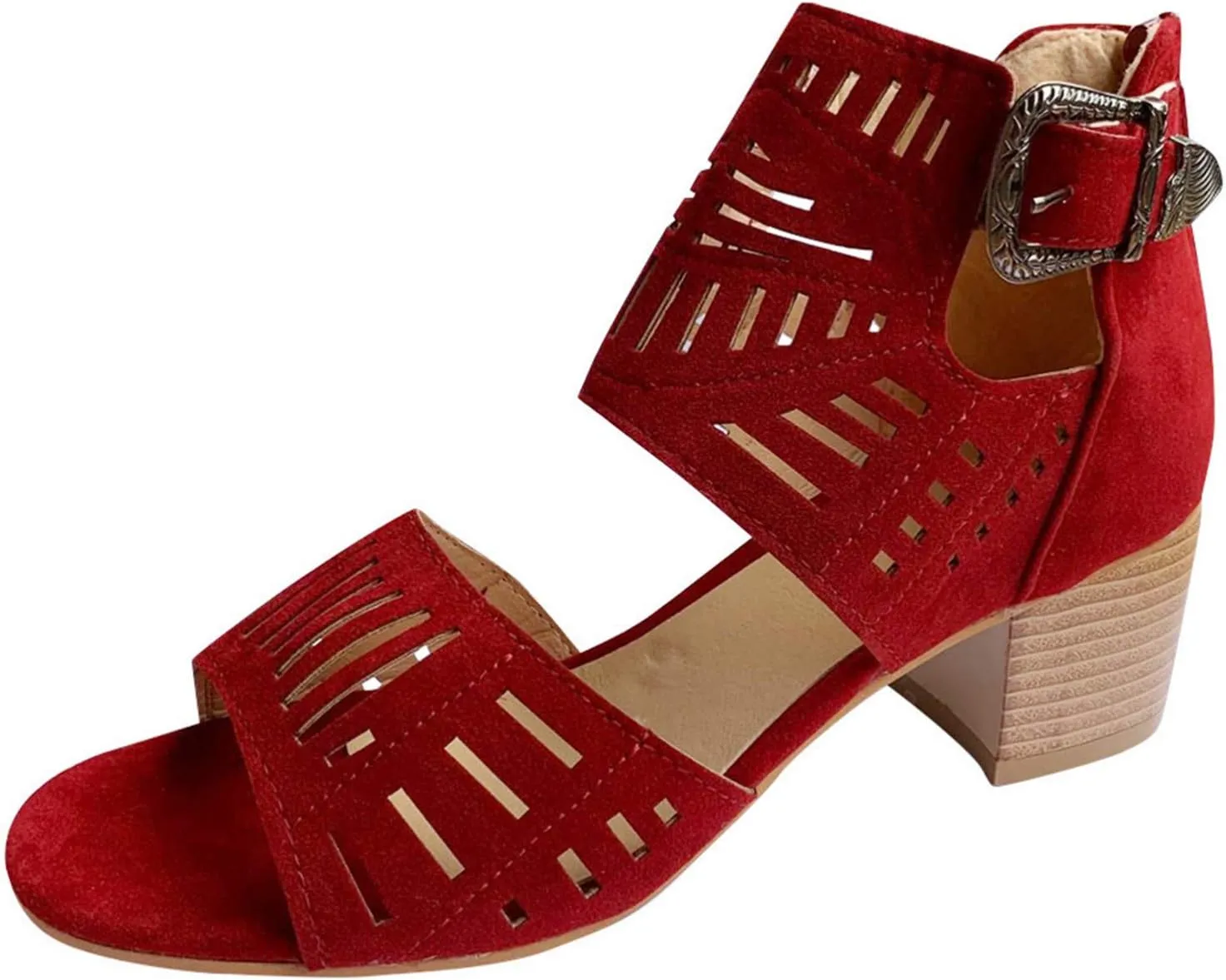 Shoes for Women Dressy, Women's Suede Peep Toe Ankle Booties Cut Out Stacked Block Heel Ankle Boots Drssy