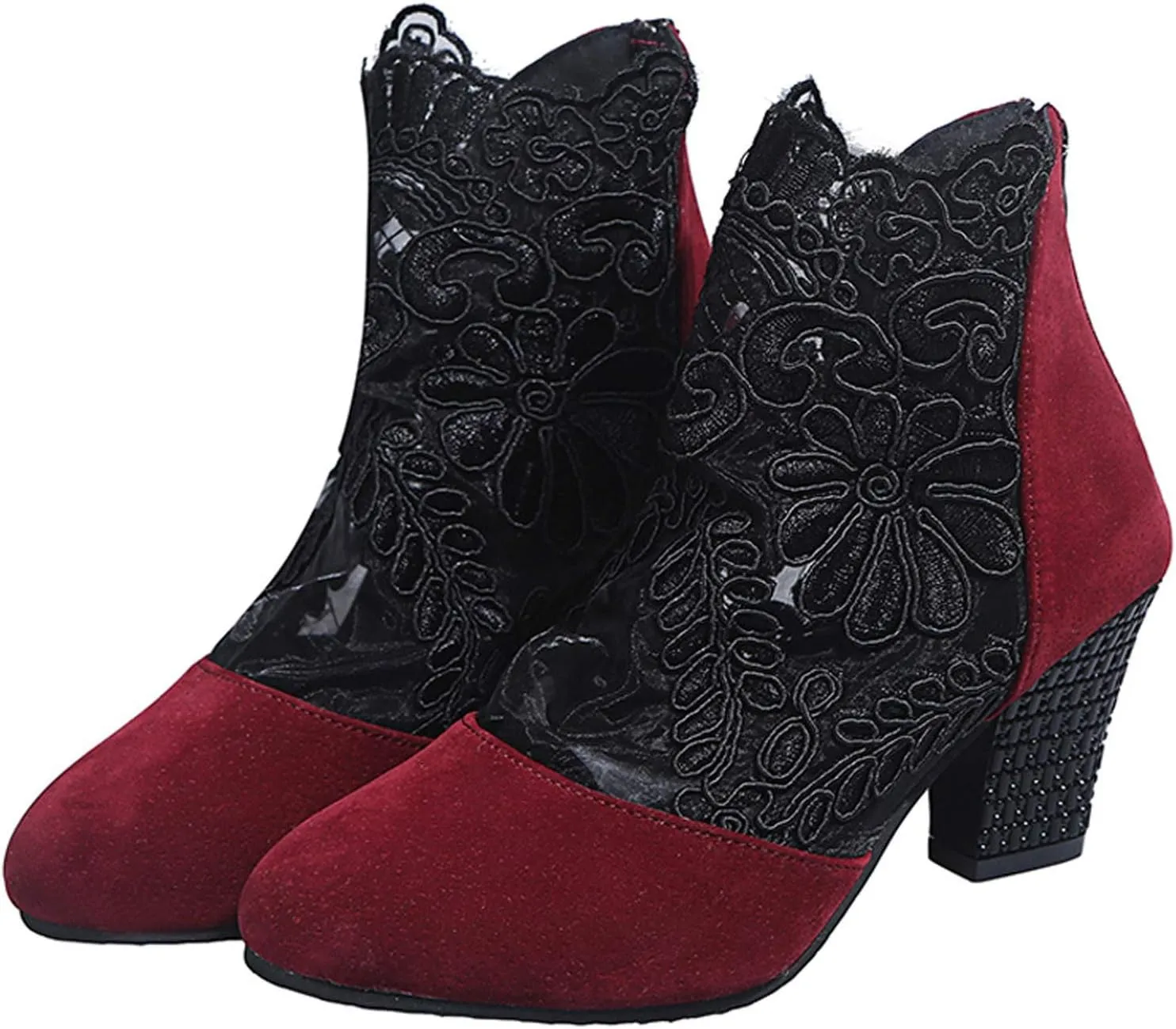 Shoes for Women Sandals, Womens Sandals Sexy Hollow Floral Lace Chunky High Heels Peep Toe Platform Boots