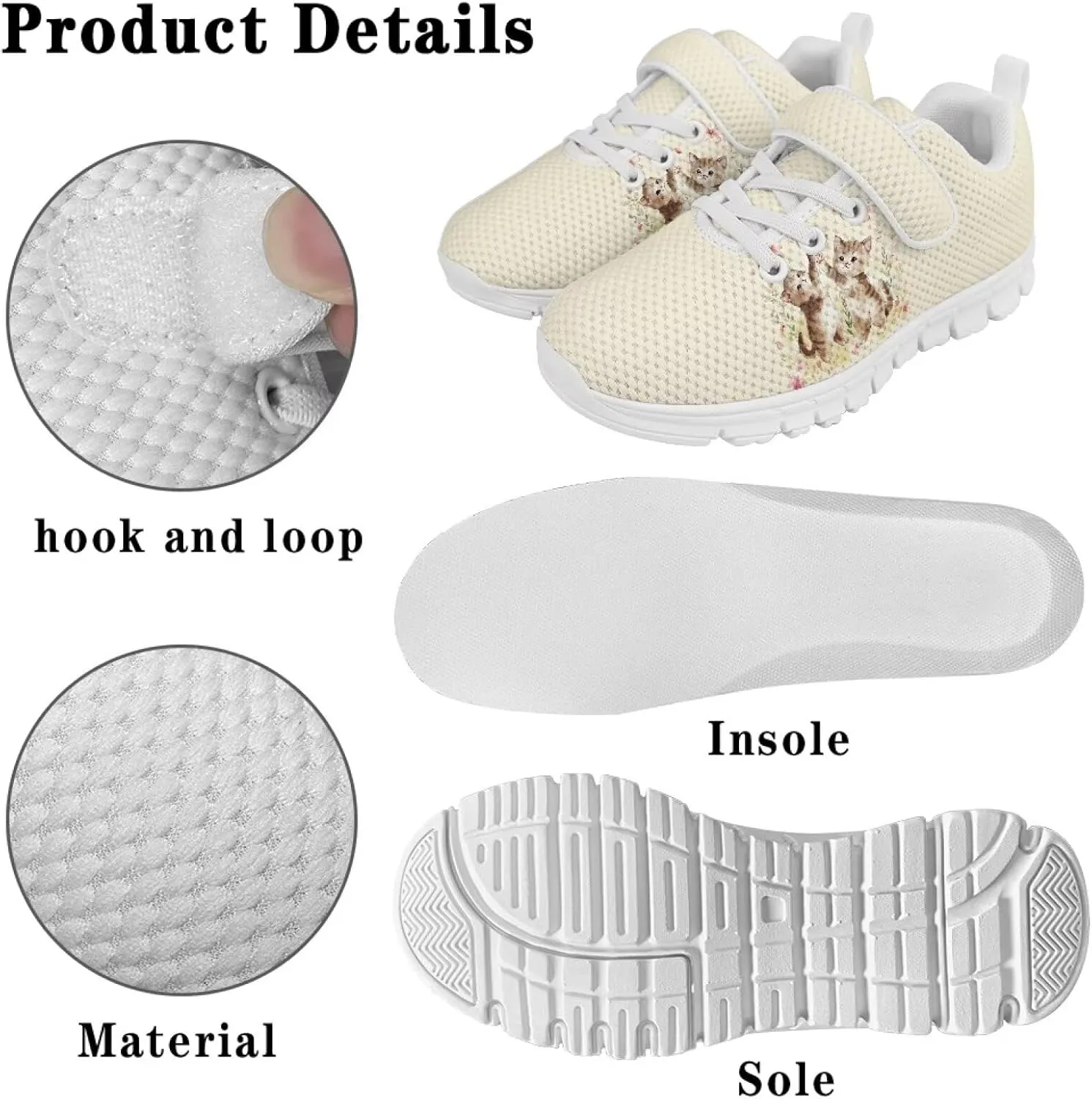 Showudesigns Slip On Sneakers for Kids Girls Running Tennis Shoes Gym School Exercise Trainers