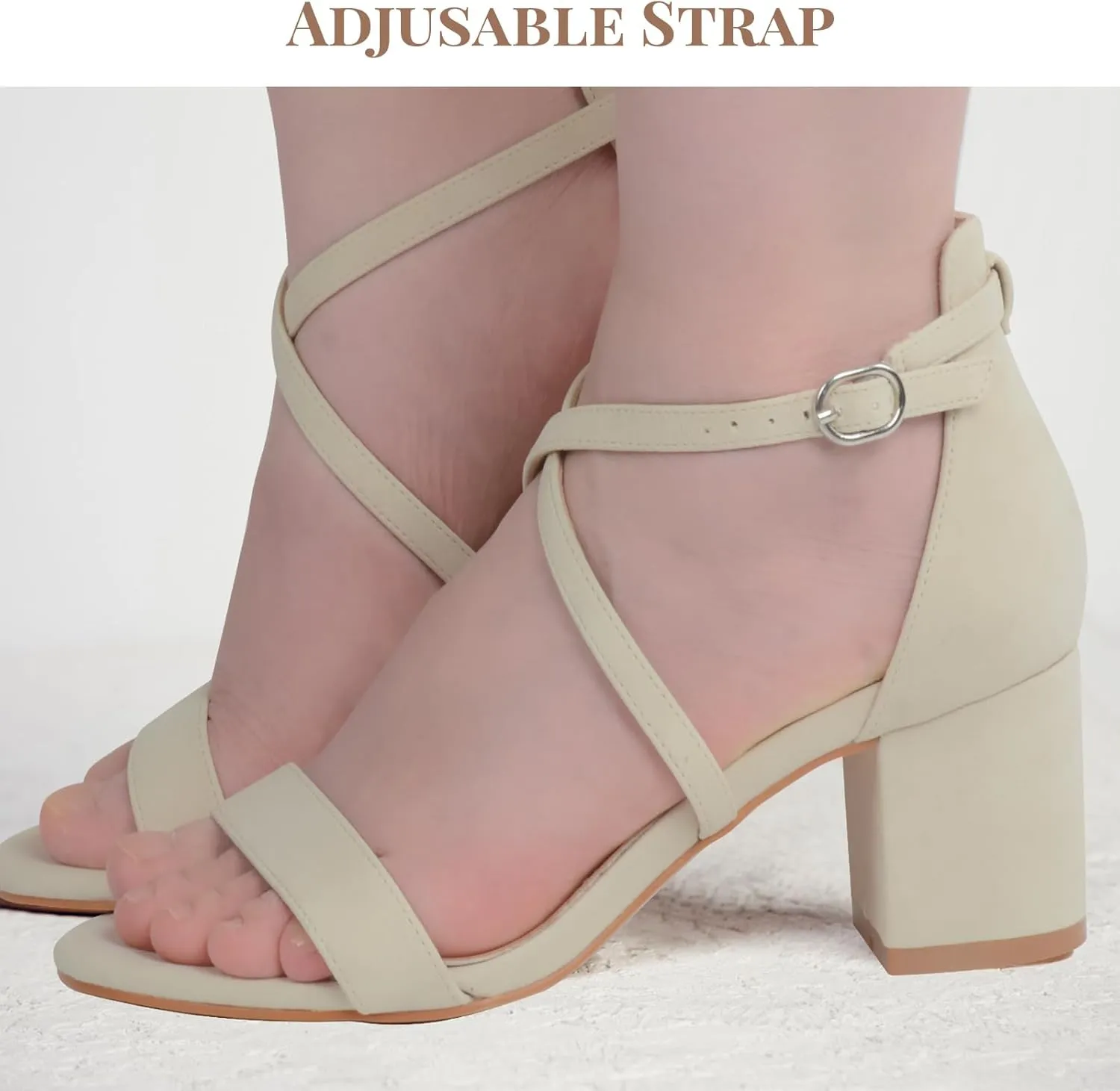 Silver Black Nude Gold Heels for Women 2.25 Inches Strappy Block Heels Sandals Women’s Ankle Strap Dress Pump Bridesmaid Ladies in Wedding Bridal Evening Homecoming Prom