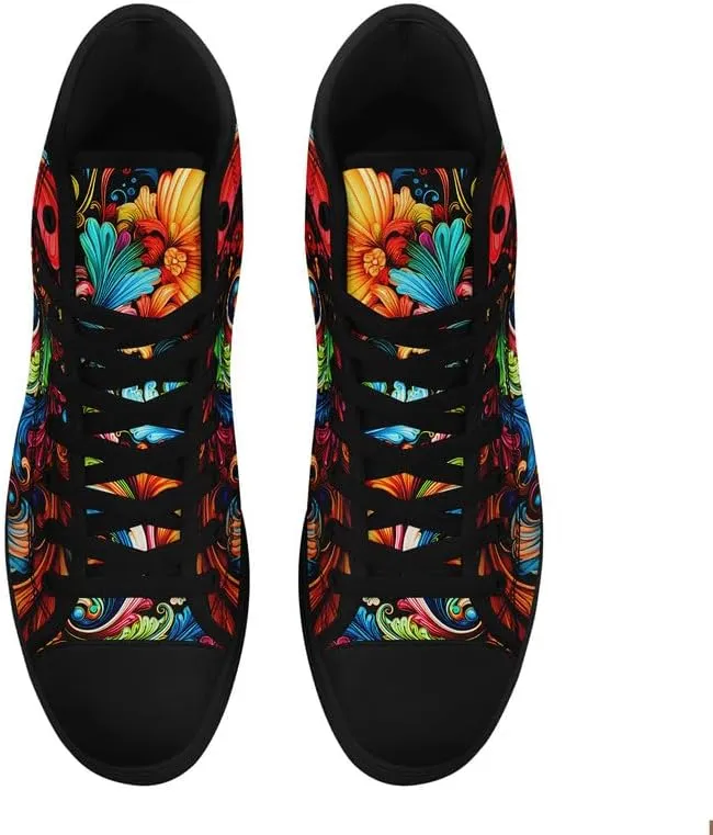Skull High Tops Canvas Shoes for Men Women Classic Lace Up Gothic Fashion Sneaker Street Casual Canvas Sneakers