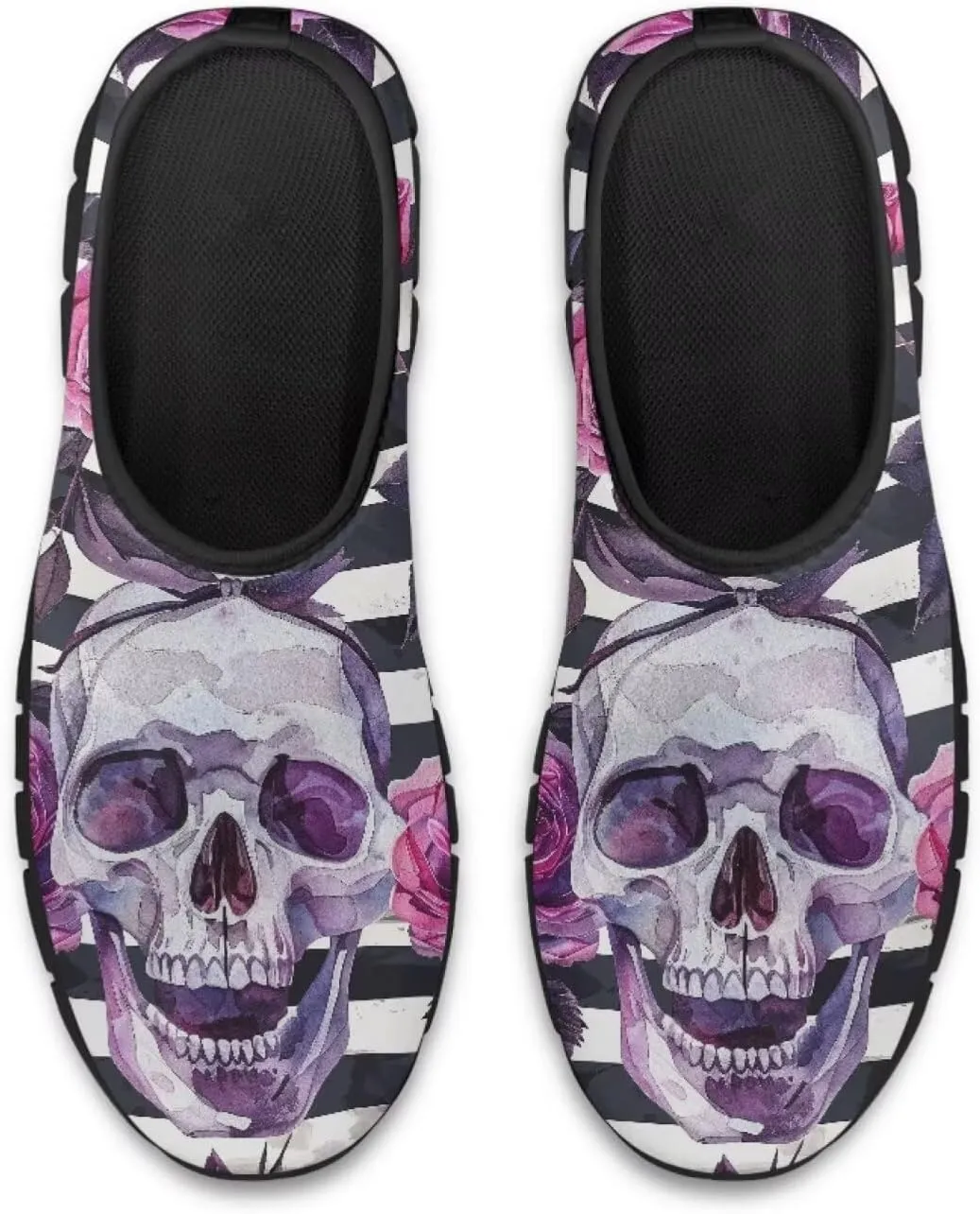 Skull Print Slip on Shoes for Men Women Loafers Hands Free Shoes Running Sneakers Breathable Walking Shoes