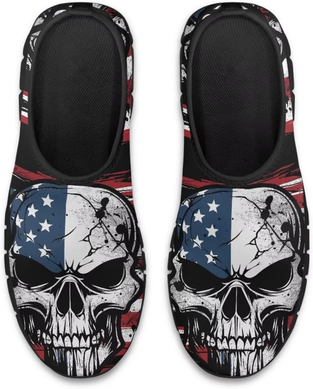 Skull Print Slip on Shoes for Men Women Loafers Hands Free Shoes Running Sneakers Breathable Walking Shoes