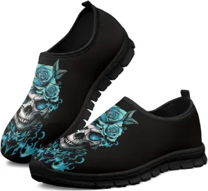 Skull Print Slip on Shoes for Men Women Loafers Hands Free Shoes Running Sneakers Breathable Walking Shoes