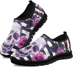 Skull Print Slip on Shoes for Men Women Loafers Hands Free Shoes Running Sneakers Breathable Walking Shoes