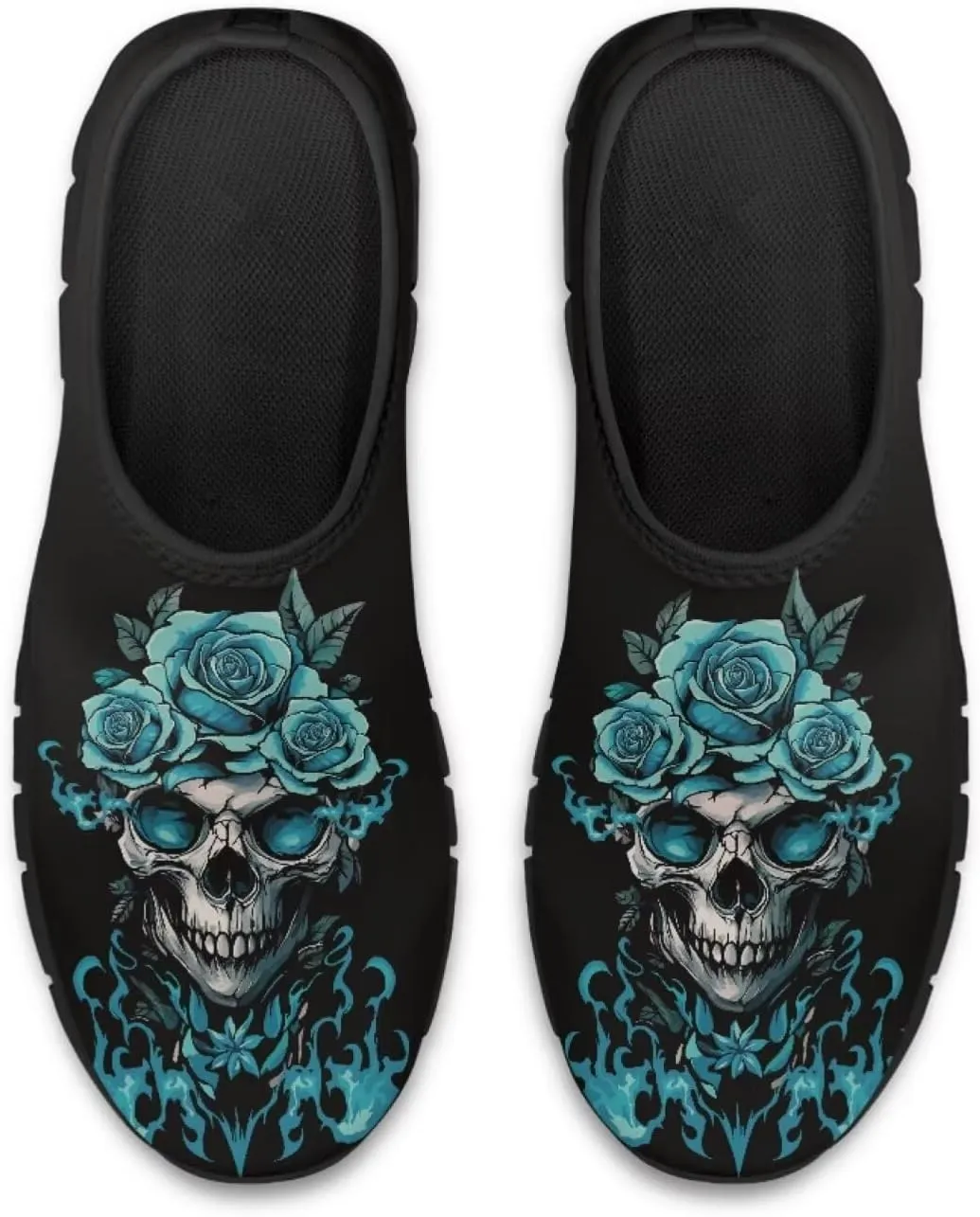 Skull Print Slip on Shoes for Men Women Loafers Hands Free Shoes Running Sneakers Breathable Walking Shoes
