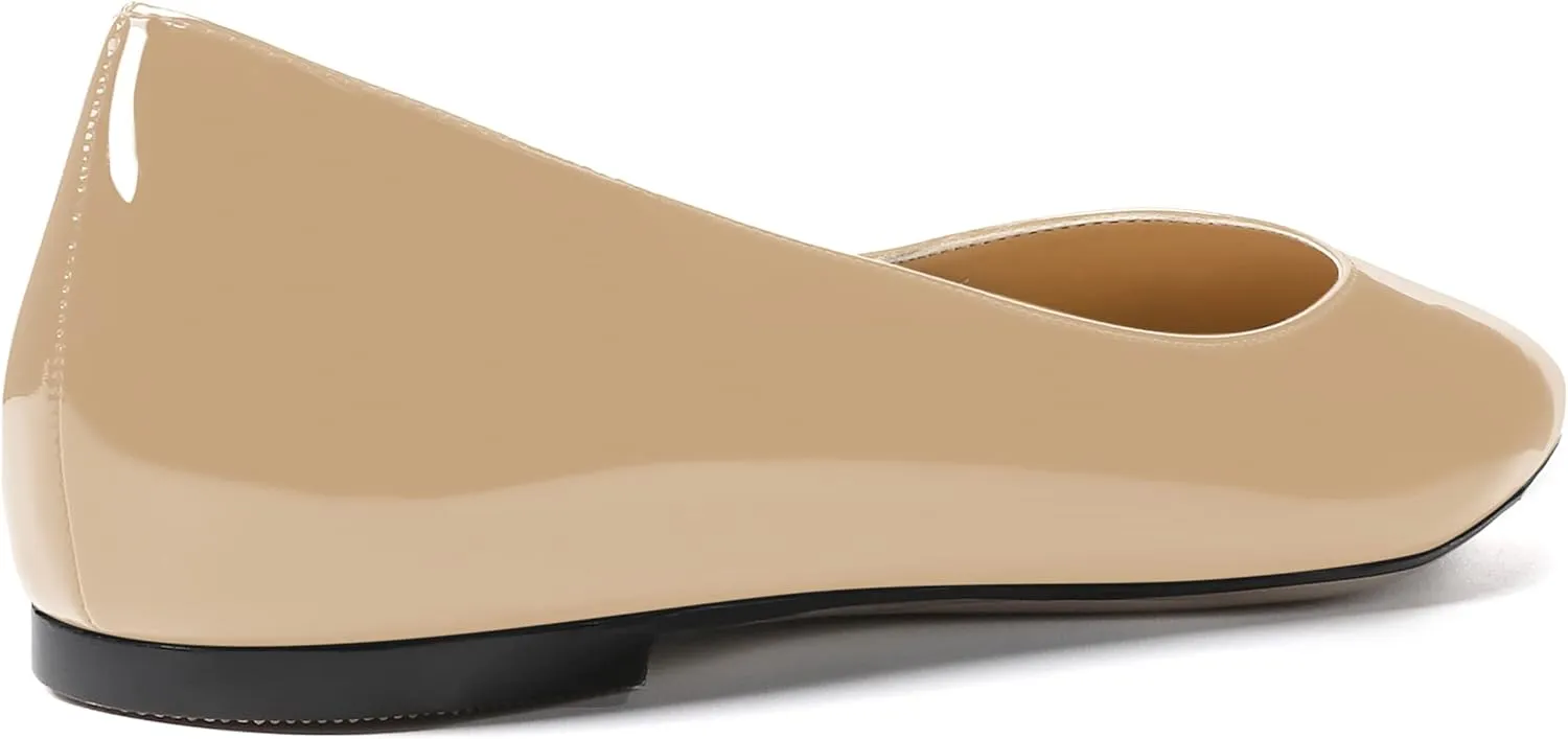 SKYSTERRY Women's Patent Office Casual Pointed Toe Slip On Flats Shoes