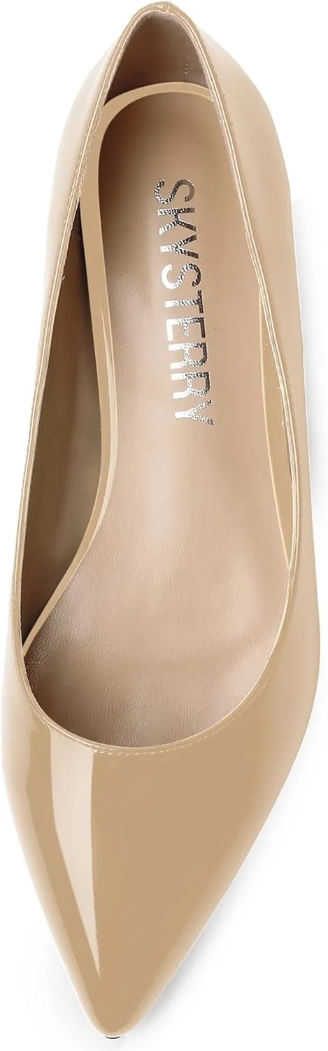 SKYSTERRY Women's Patent Office Casual Pointed Toe Slip On Flats Shoes