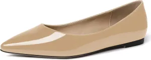SKYSTERRY Women's Patent Office Casual Pointed Toe Slip On Flats Shoes