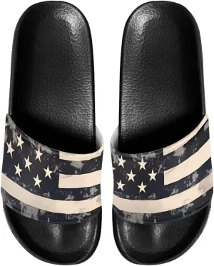 Slide Sandals, Beach Flats for Women, Comfotable Open Toe Non Slip Summer Shoes for Gym, Pool, Camping, Beach