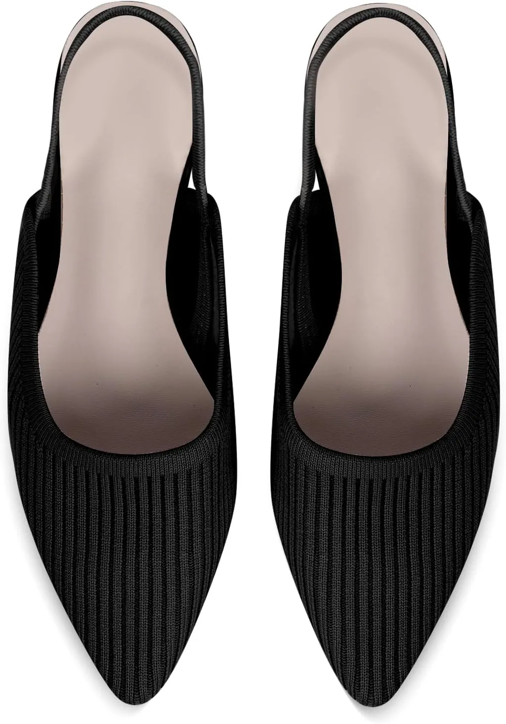 Slingback Flats for Women Pointed Toe Flats Breathable Knit Comfortable Dressy Casual for Work Office Slip on Ballet Flats