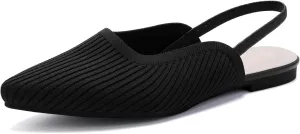 Slingback Flats for Women Pointed Toe Flats Breathable Knit Comfortable Dressy Casual for Work Office Slip on Ballet Flats