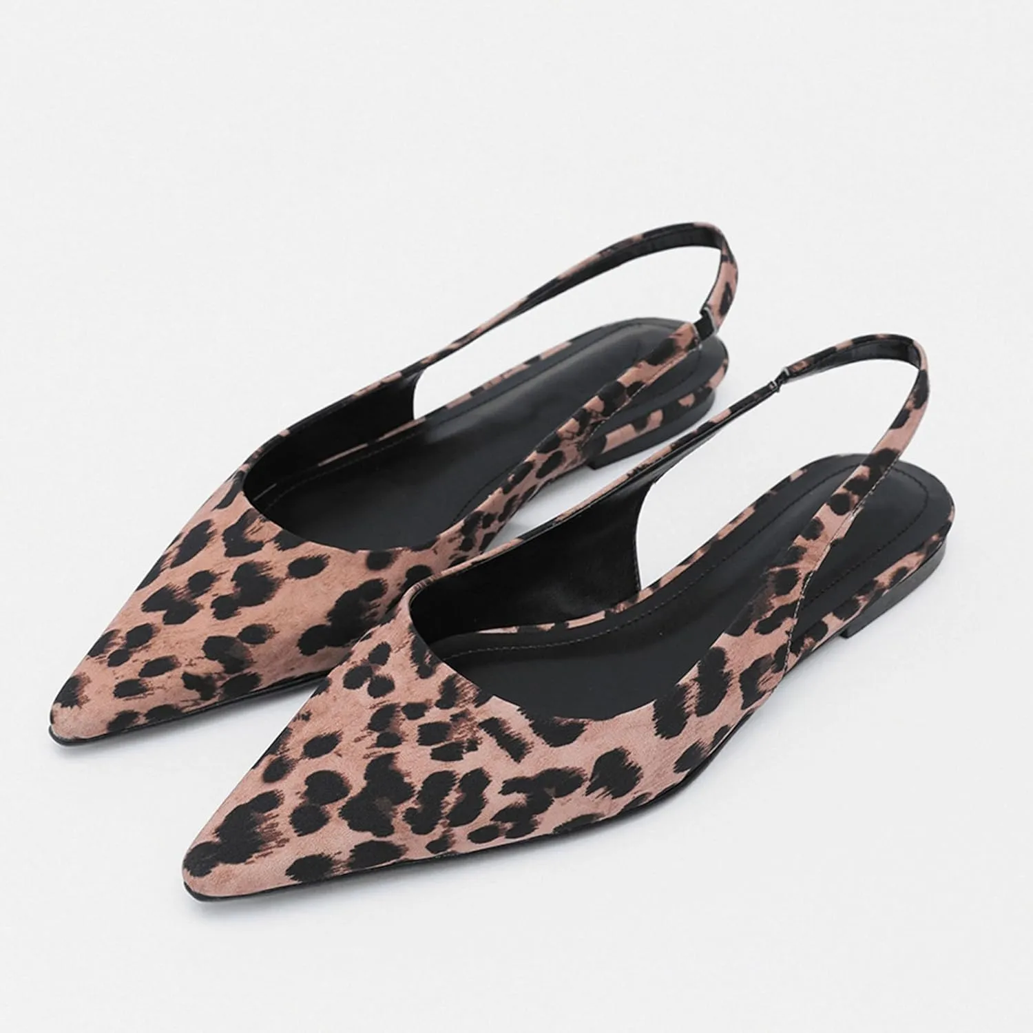 Slingback Flats for Women Slip-On Comfortable Patent Leather Shoes Fashion-Forward and Elegant Pointy Flats Animal Print
