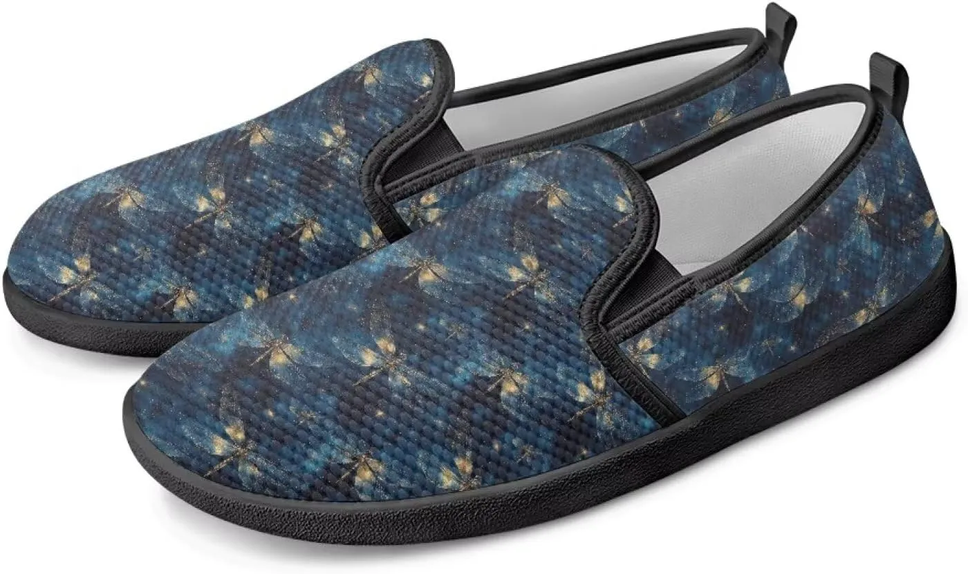 Slip On Casual Flats for Women Breathable Loafers Wide Toe Walking Shoes Laides Fashion Round Toe Art Painted Travel Shoes SizeUS 6-11