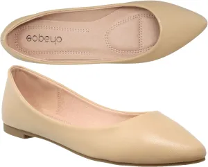 SOBEYO Women Ballet Flats Pointed Toe Slip On Closed Toe Shoes