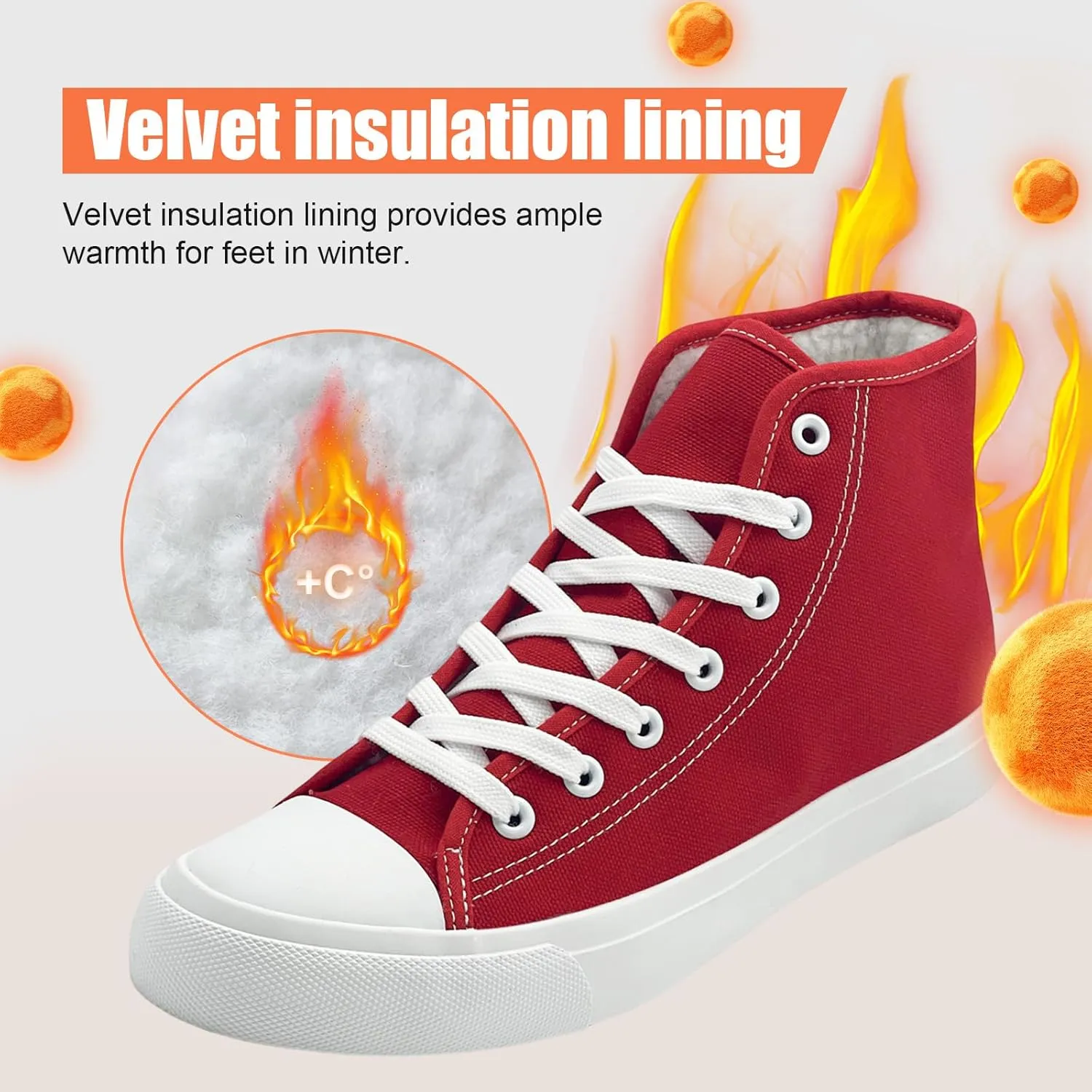 soofylia Womens High Top Canvas Sneakers,Unisex Fashion Lace-up Fuzzy Canvas Shoes,Casual Tennis Walking Shoes for Men
