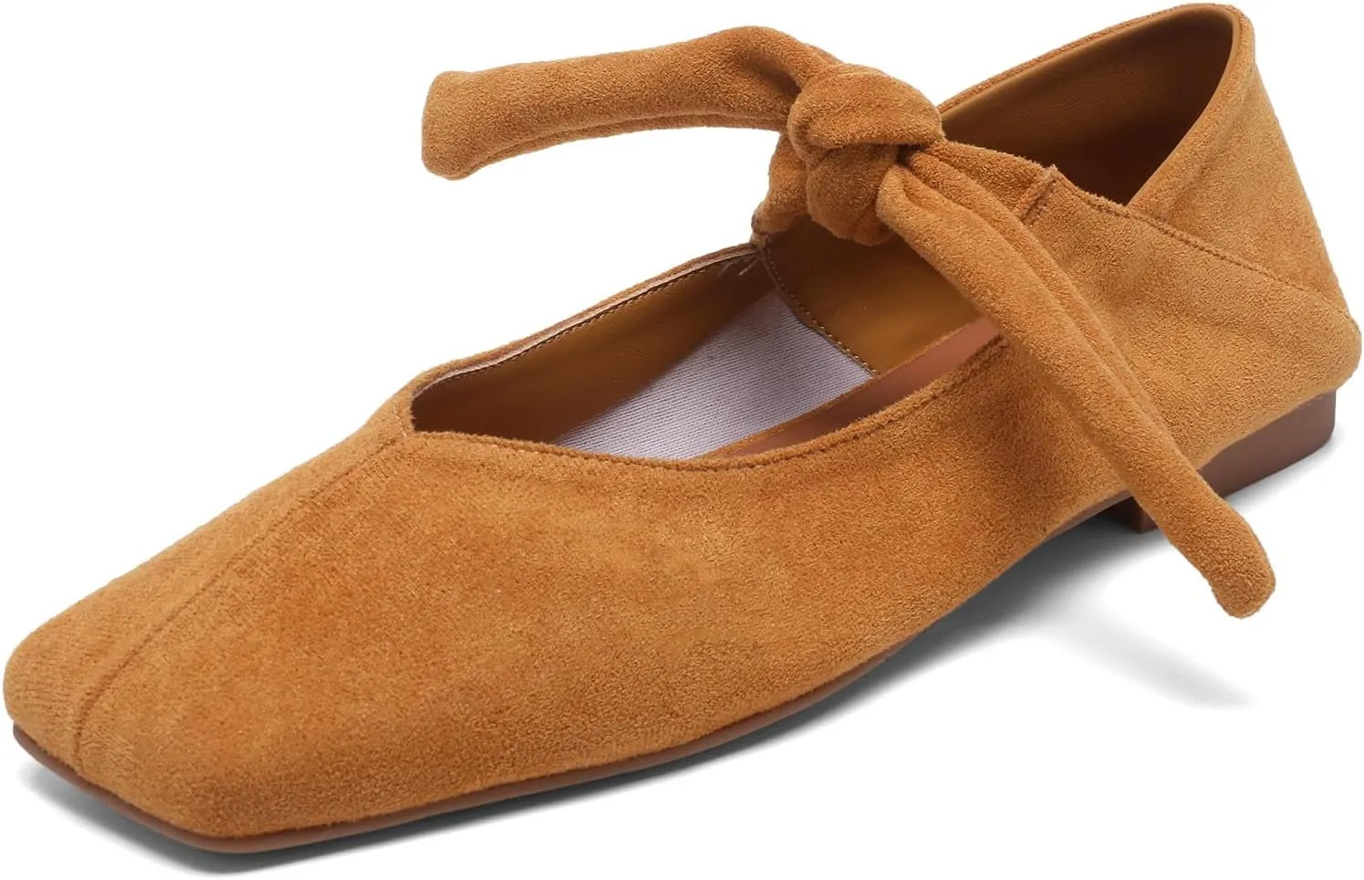 Square Toe Ballet Flats for Women Bow Mary Jane Flats Slip On Dress Ballerina Shoes
