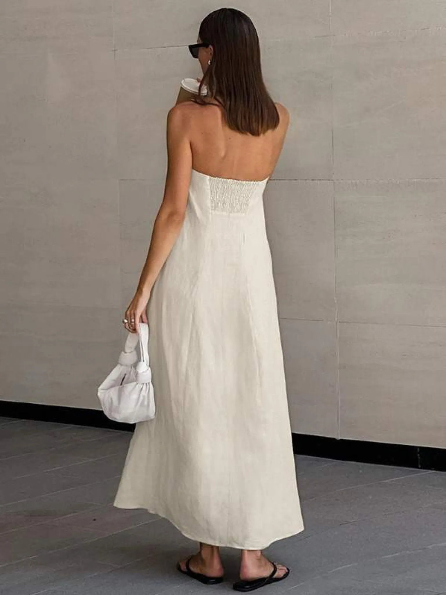 Strapless Linen Maxi Dress