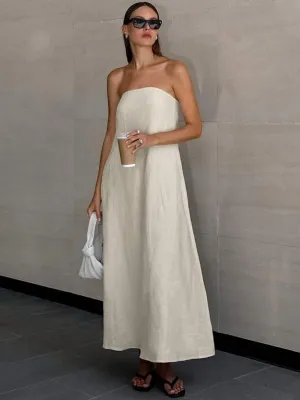 Strapless Linen Maxi Dress
