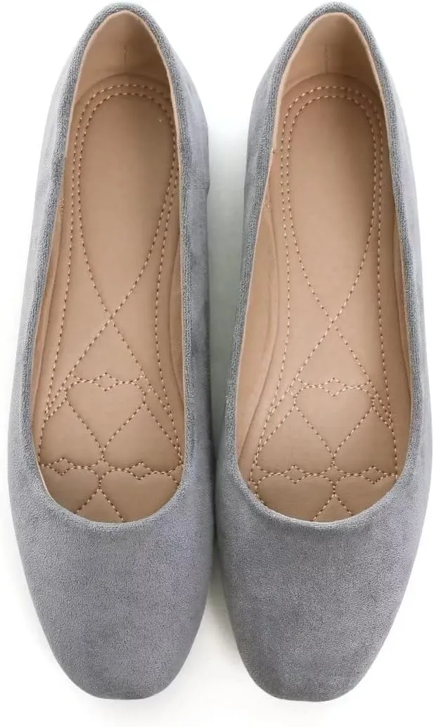 Stunner Women's Ballet Flats Fashion Classic Comfort Square Toe Slip-On Flats Wide Width Flat Shoes
