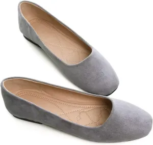 Stunner Women's Ballet Flats Fashion Classic Comfort Square Toe Slip-On Flats Wide Width Flat Shoes