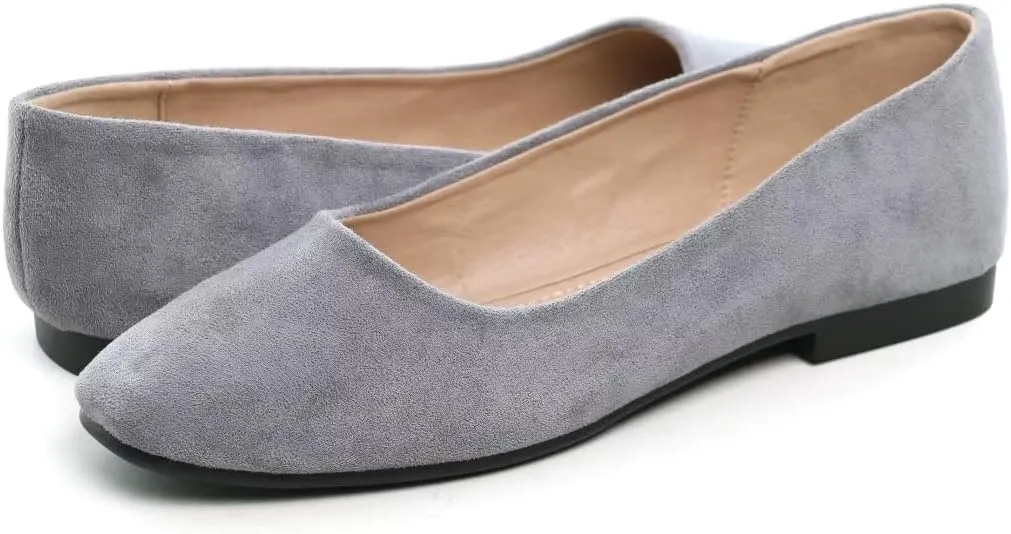 Stunner Women's Ballet Flats Fashion Classic Comfort Square Toe Slip-On Flats Wide Width Flat Shoes