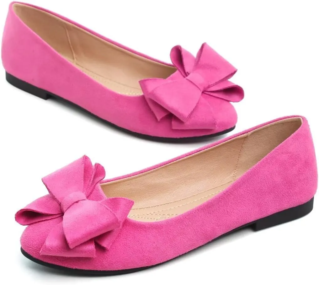 Stunner Women's Dress Flats Cute Round Toe Bowknot Flats Comfortable Ballet Flats Casual Slip On Flat Shoes