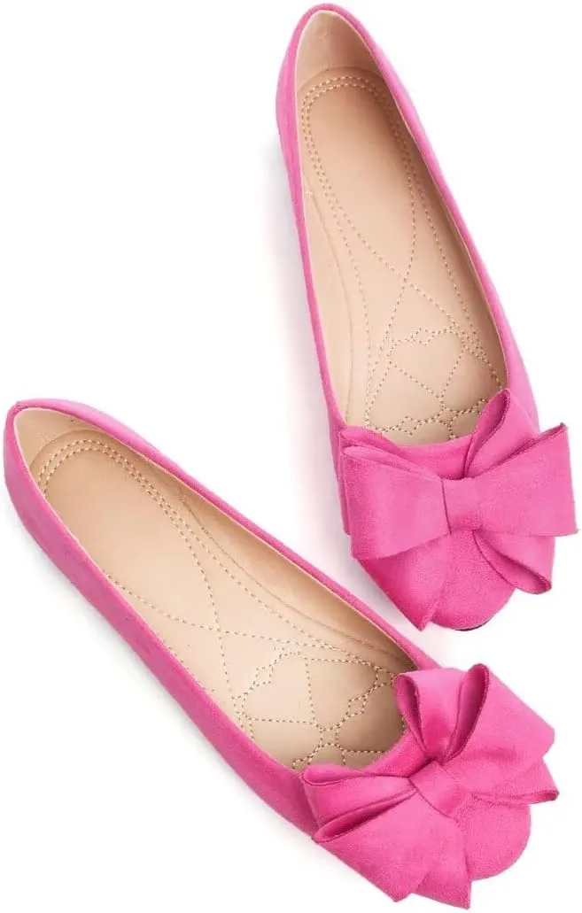 Stunner Women's Dress Flats Cute Round Toe Bowknot Flats Comfortable Ballet Flats Casual Slip On Flat Shoes