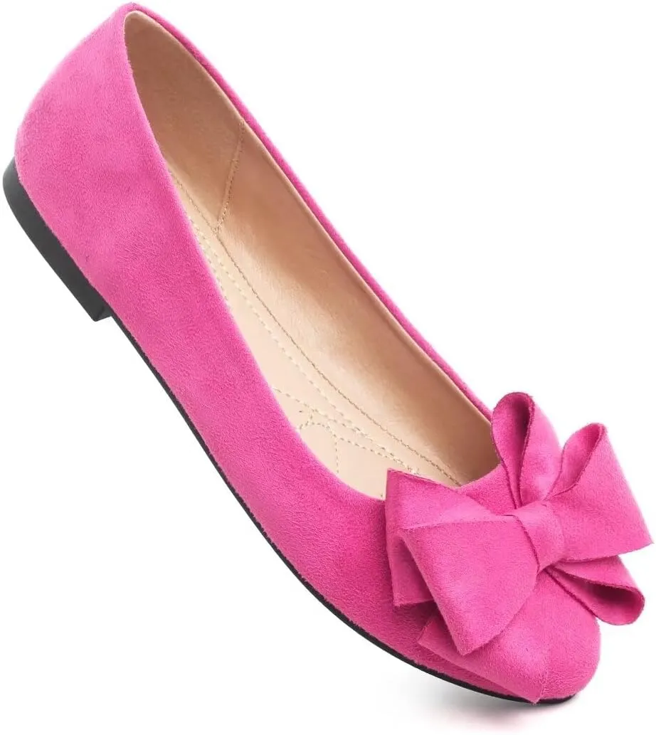 Stunner Women's Dress Flats Cute Round Toe Bowknot Flats Comfortable Ballet Flats Casual Slip On Flat Shoes