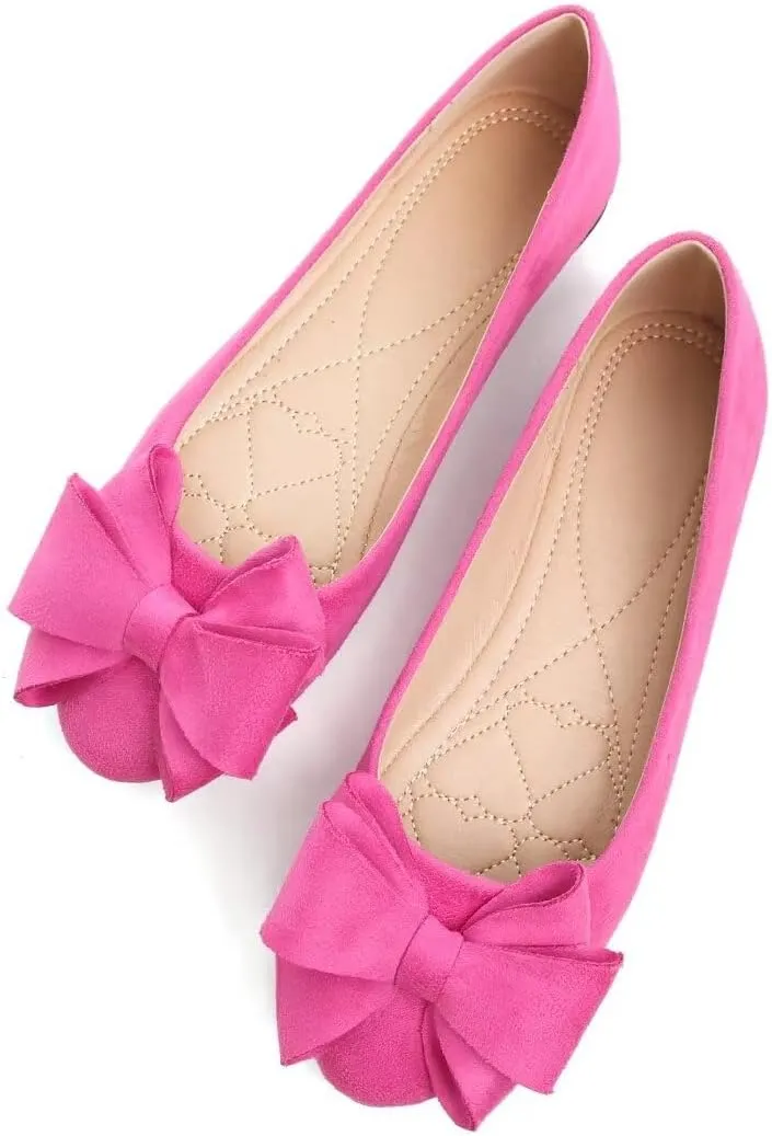 Stunner Women's Dress Flats Cute Round Toe Bowknot Flats Comfortable Ballet Flats Casual Slip On Flat Shoes