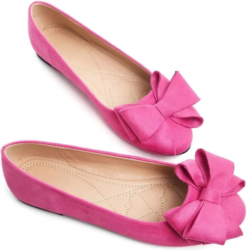 Stunner Women's Dress Flats Cute Round Toe Bowknot Flats Comfortable Ballet Flats Casual Slip On Flat Shoes