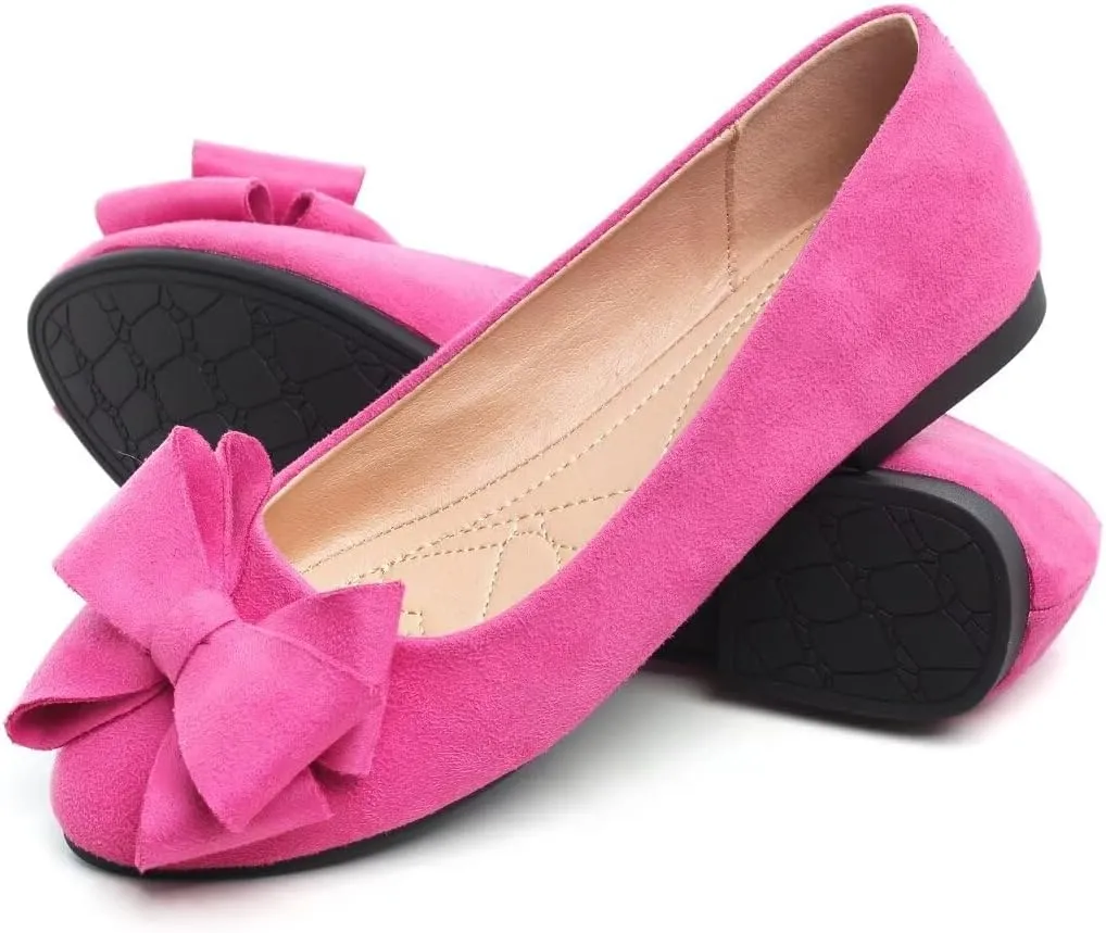 Stunner Women's Dress Flats Cute Round Toe Bowknot Flats Comfortable Ballet Flats Casual Slip On Flat Shoes