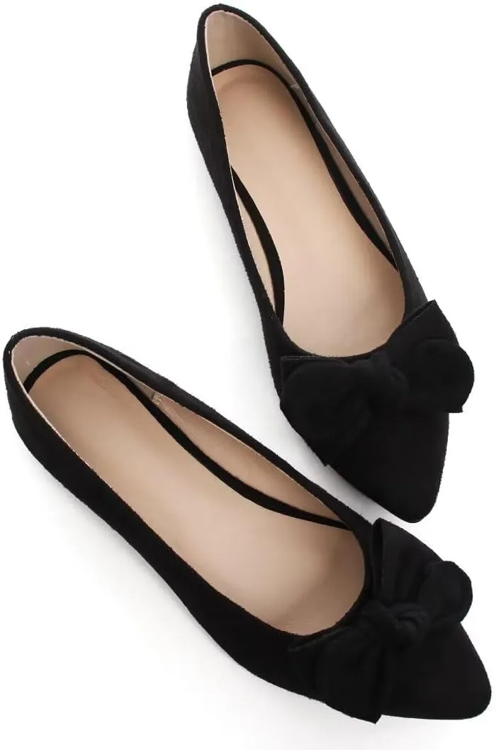Stunner Womens Flats Fashion Pointed Toe Bowknot Dress Flats Casual Flats Comfortable Slip On Ballet Flats