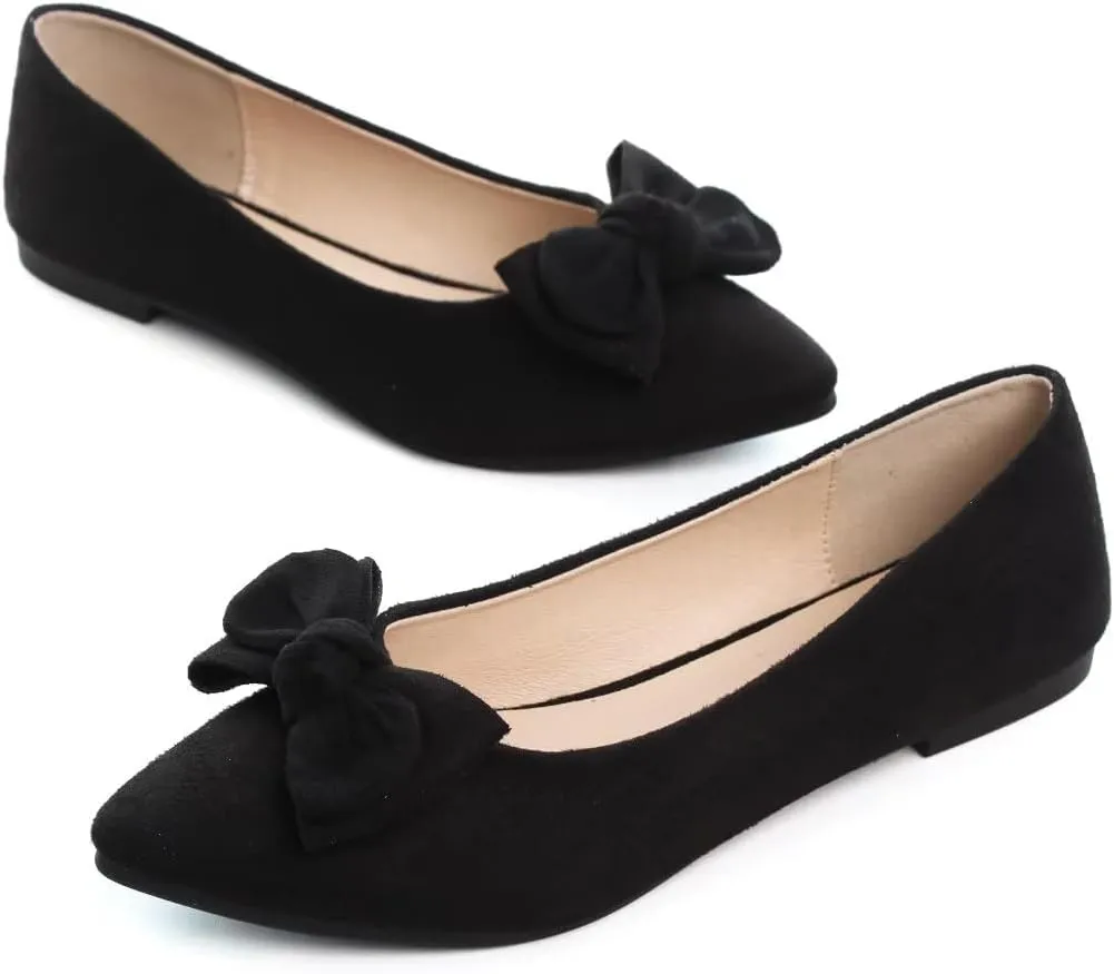 Stunner Womens Flats Fashion Pointed Toe Bowknot Dress Flats Casual Flats Comfortable Slip On Ballet Flats