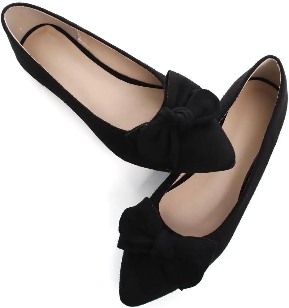 Stunner Womens Flats Fashion Pointed Toe Bowknot Dress Flats Casual Flats Comfortable Slip On Ballet Flats