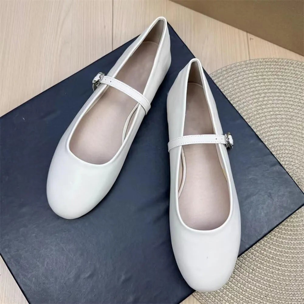 Stunner Women's Leather Dress Flats - Comfortable Square Toe Slip On Mary Jane Work Flats