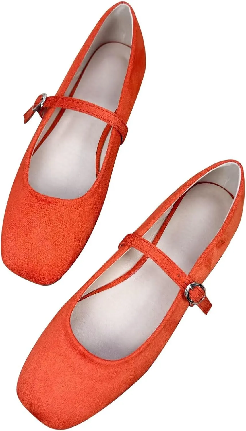 Stunner Womens Mary Jane Flats Round Toe Ballet Flats Stylish Leather Flats One Line Strap Slip On Flat Shoes