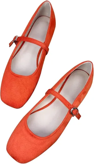 Stunner Womens Mary Jane Flats Round Toe Ballet Flats Stylish Leather Flats One Line Strap Slip On Flat Shoes